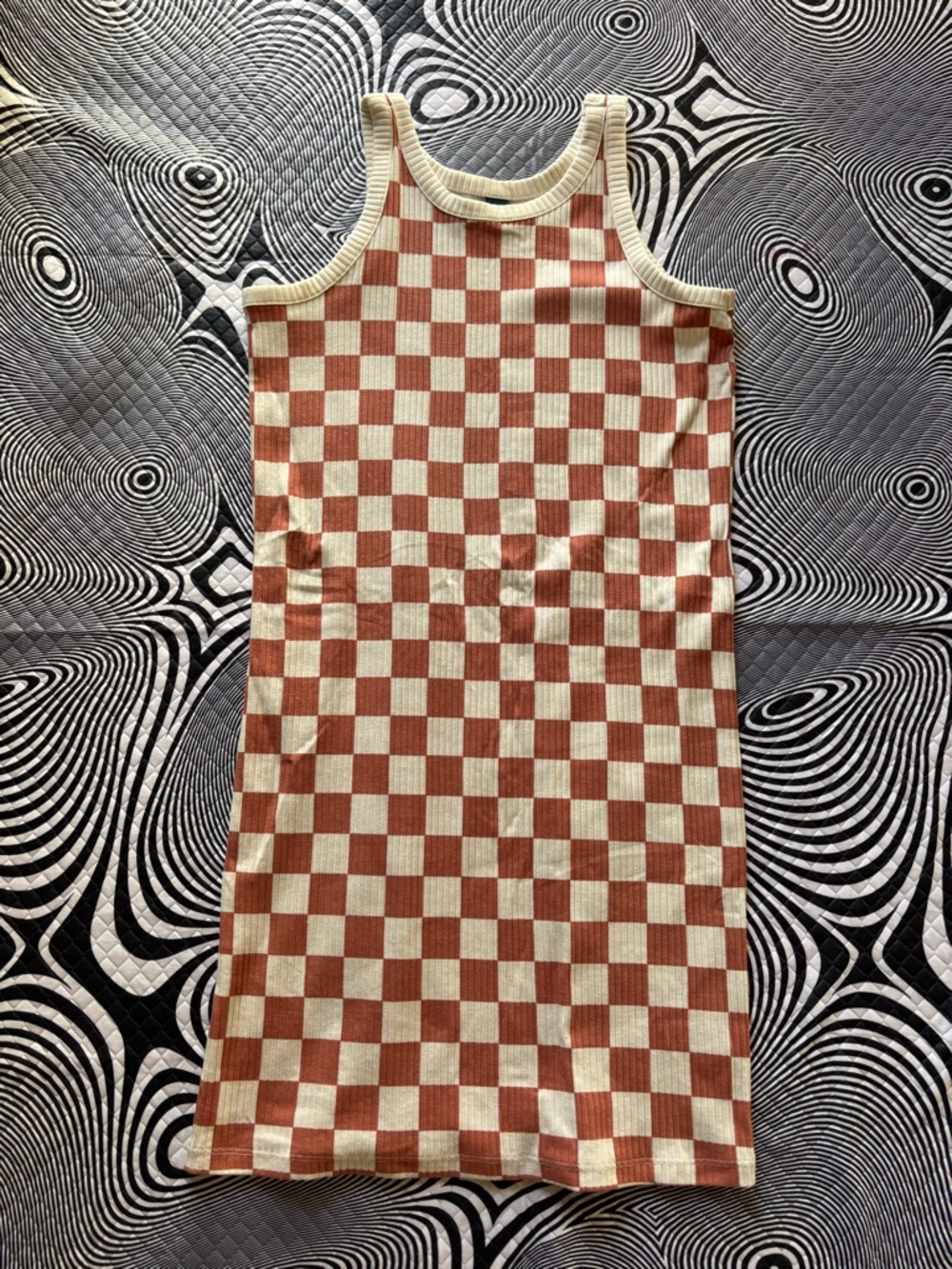 Old Navy Cream and Rust Striped Tank Top